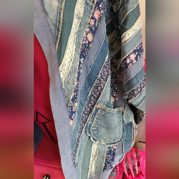 Handmade patchwork denim boho jacket - Picture 3 of 6